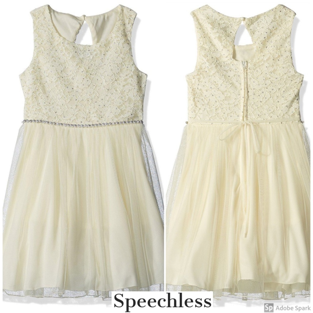 Speechless Girls Lace Tulle Jewel Waist Yellow Special Occasion Dress Size 5 NWT